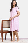 Zivame Basics Knit Cotton Knee Length Nightdress - Cream Pink — thumbnail 3